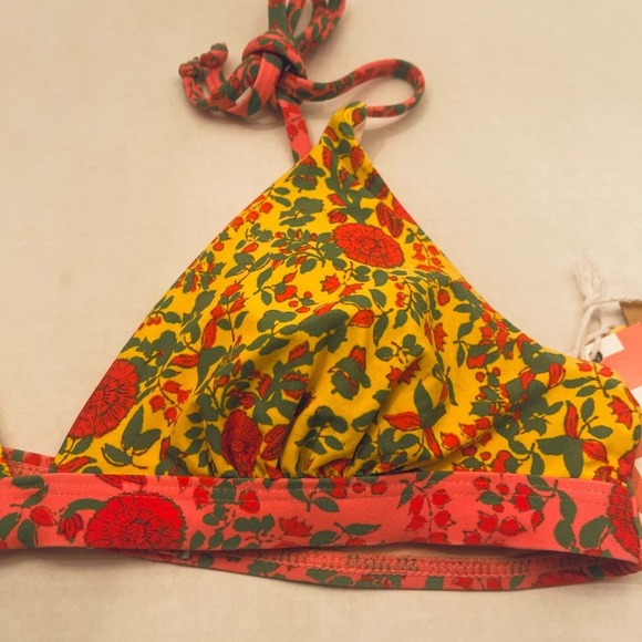 Roberta Roller Rabbit Rhody Mixed Floral Tie Shoulder Bralette Bikini Top Medium - Picture 6 of 8